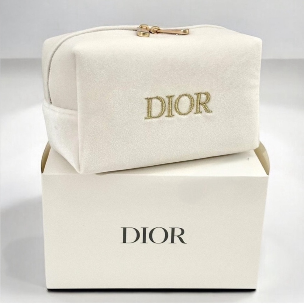 Dior Ivory Pouch with Gold Zipper - Picture 1 of 4